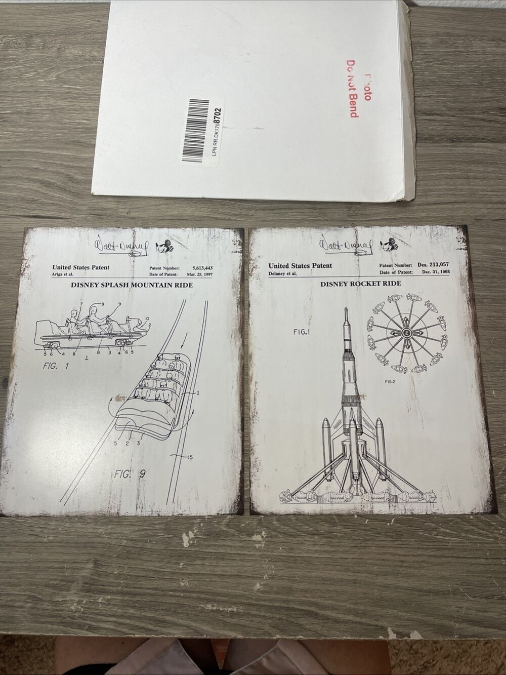 2 Disney Patent Signs Wall Art Splash Mountain Astro Orbiter Rocket Ride Decor
